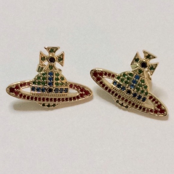 Sold out VW colorful crystal stud earrings - Picture 4 of 6